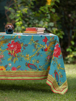 Table Cloth Extra-Border : Bird Teal Sheeting