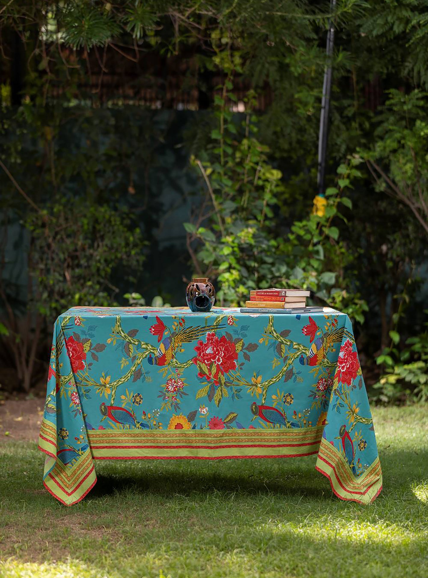 Table Cloth Extra-Border : Bird Teal Sheeting
