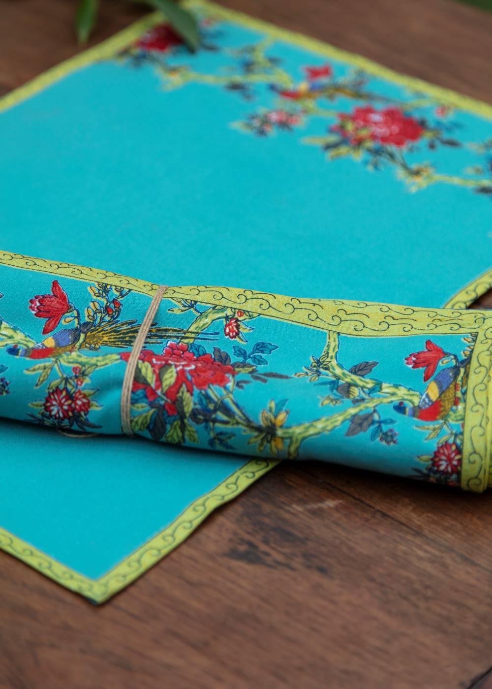 Printed Placemat Set of 2 : Bird Teal Canvas