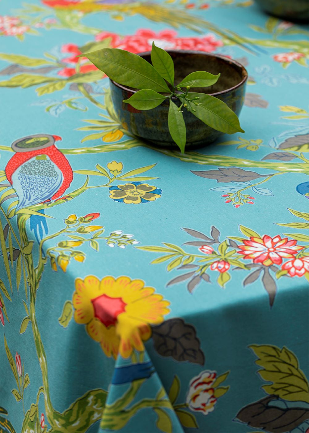 Table Cloth Extra-Border : Bird Teal Sheeting