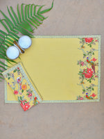 Printed Placemat Set of 2  : Bird Yellow Canvas