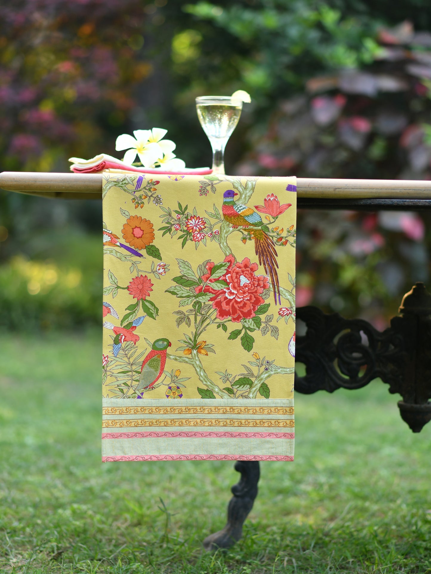 Printed Runner : Bird Yellow Canvas