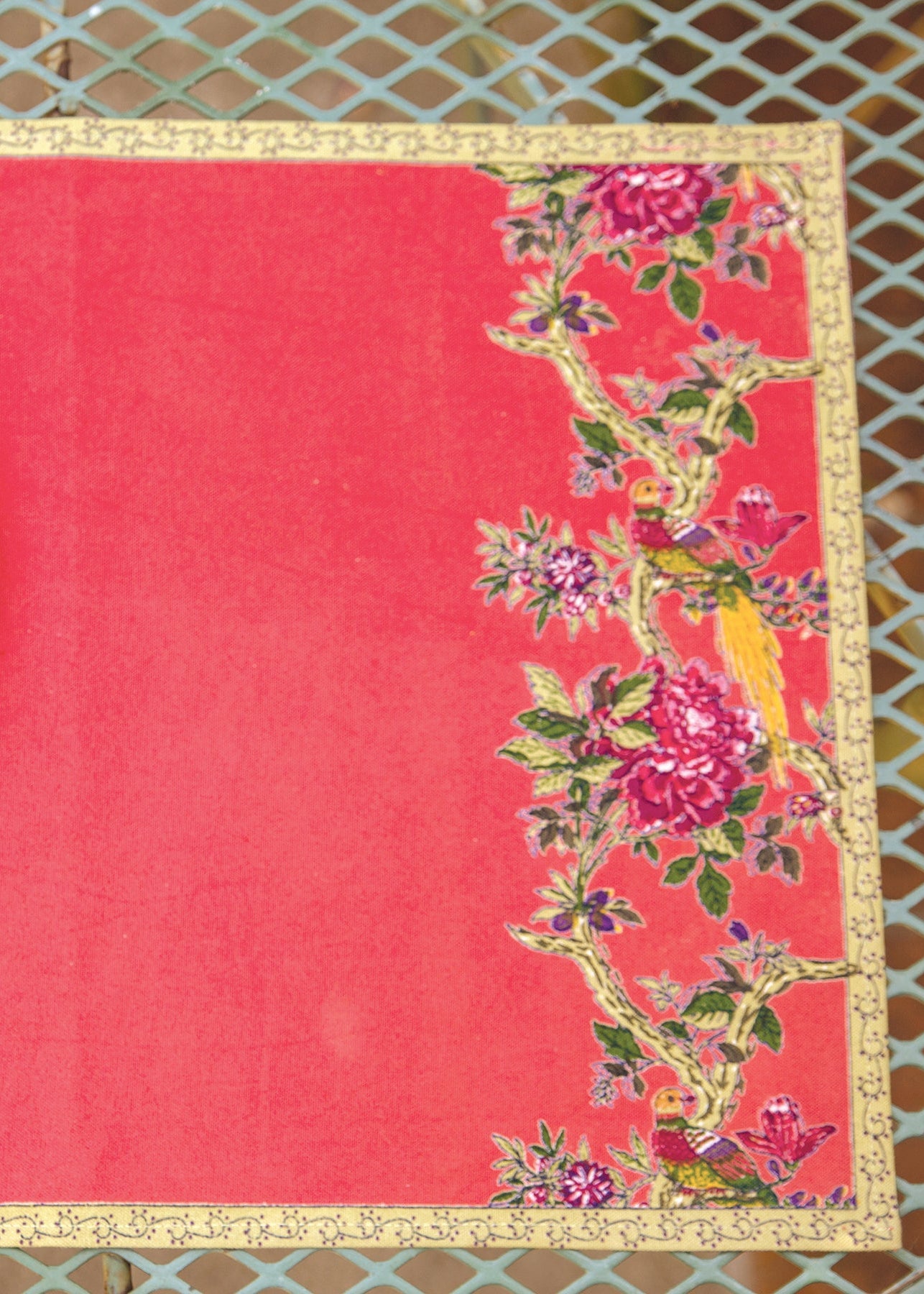 Bird Printed Placemat Set of 2 : Coral