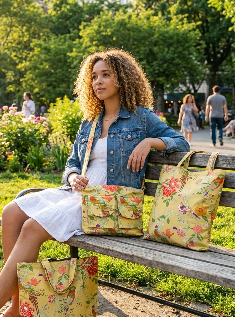 Canvas Tote  : Bird Yellow