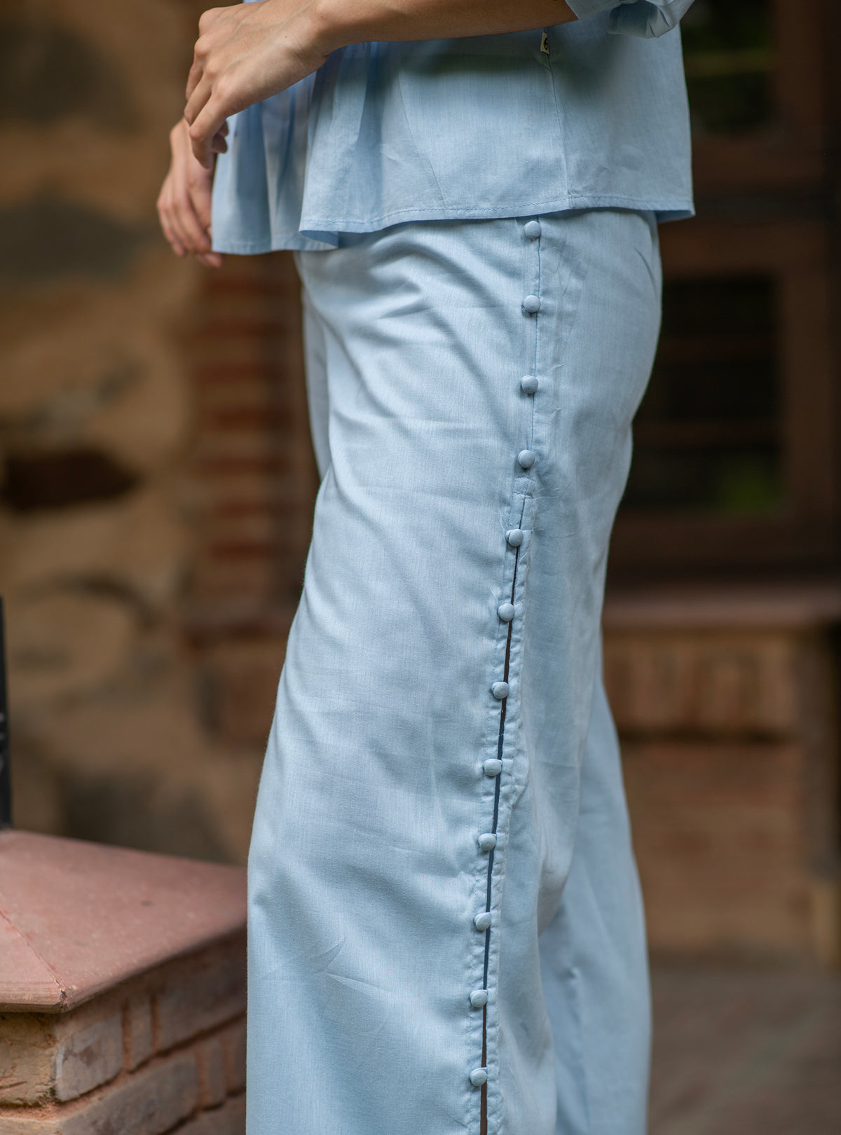 Blake Pant : Solid Blue Voile