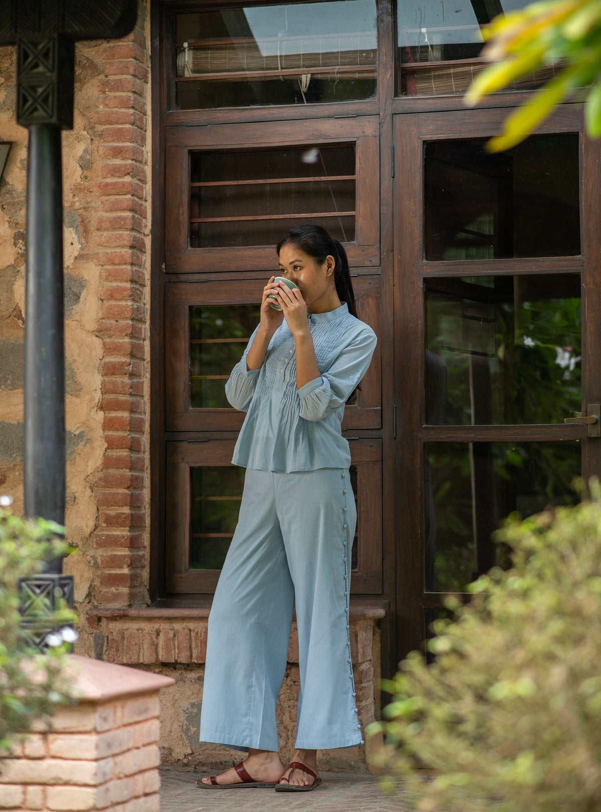 Blake Pant : Solid Blue Voile