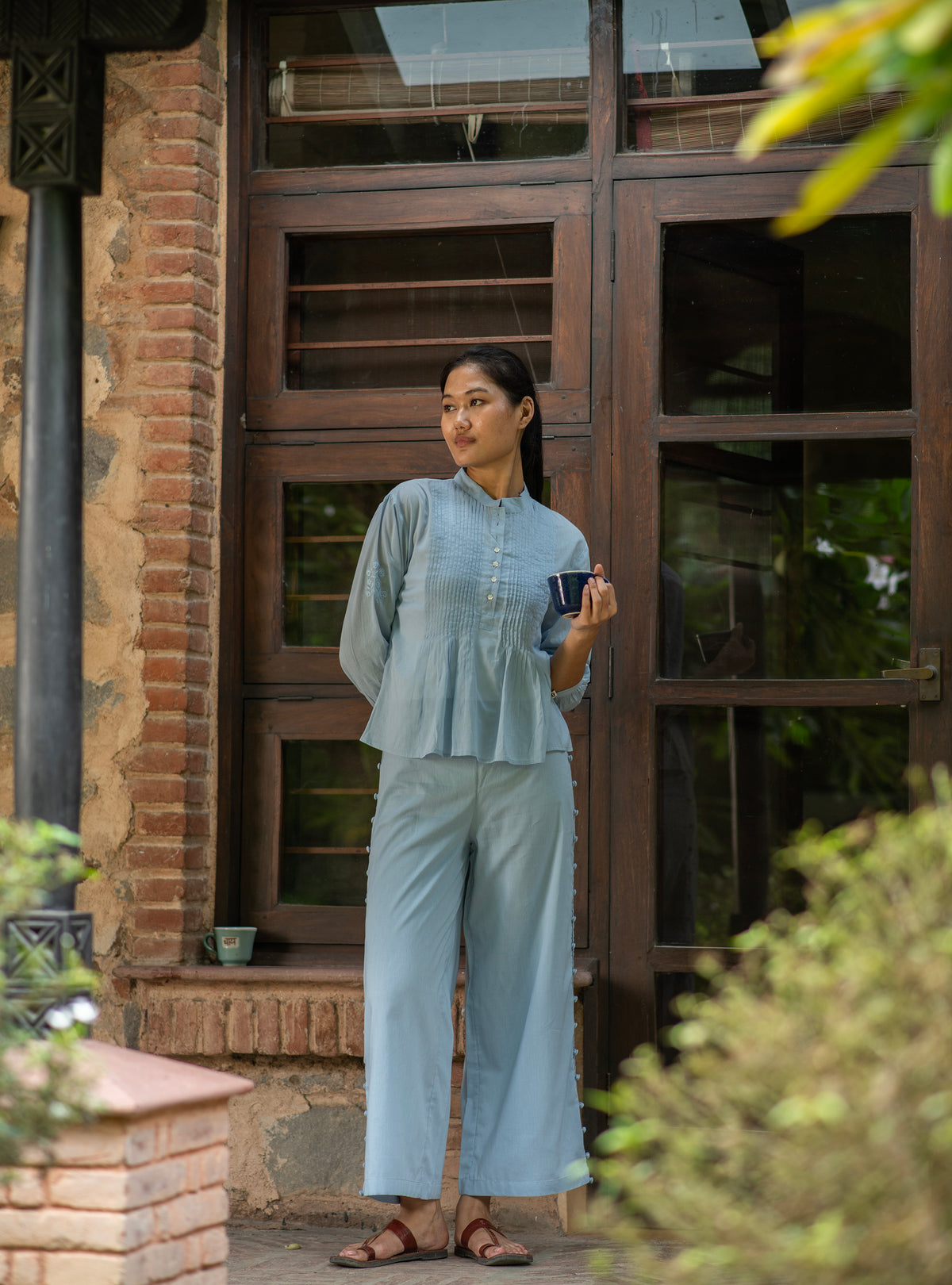 Blake Pant : Solid Blue Voile