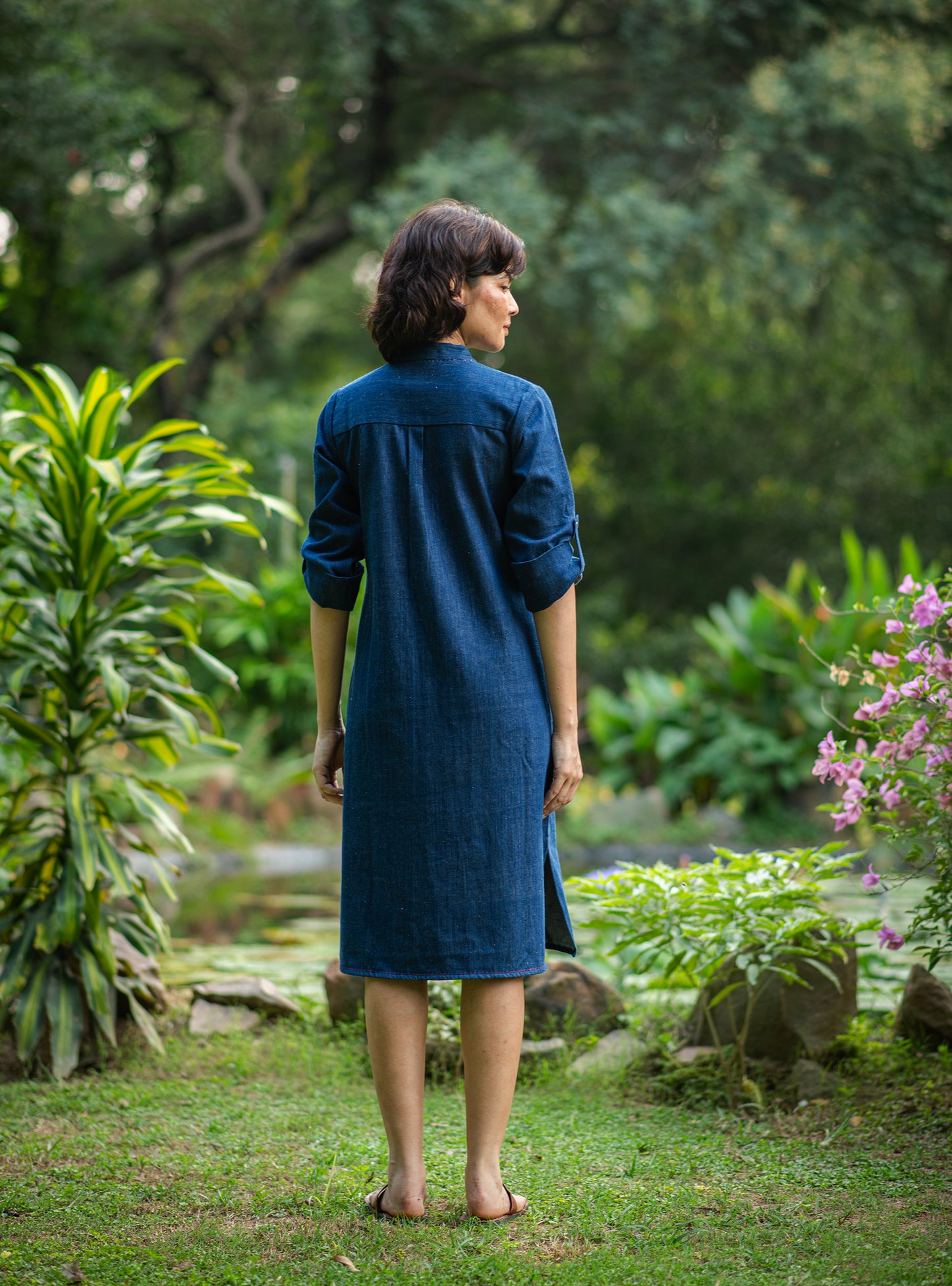 Boho Shirt Dress : Solid Navy Denim