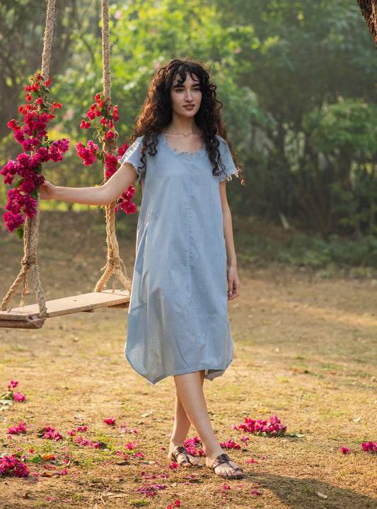 Balloon Dress : Solid Sky : Slub
