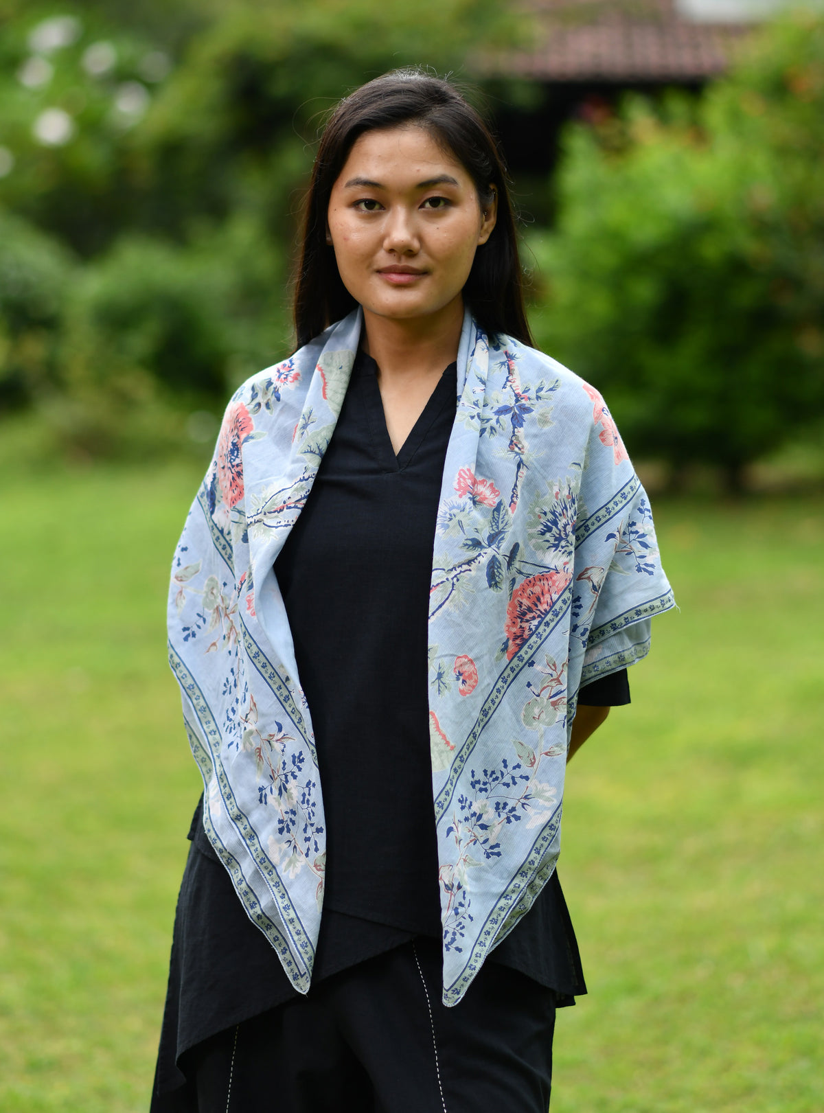 Border Scarf : Chelsea Chambray St Voile