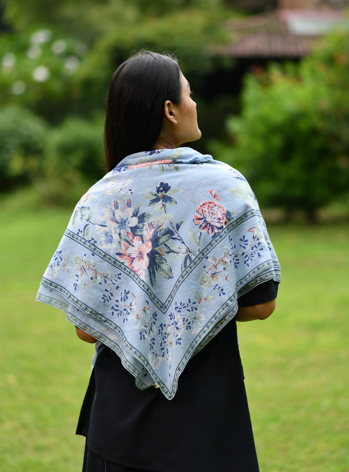 Border Scarf : Chelsea Chambray St Voile