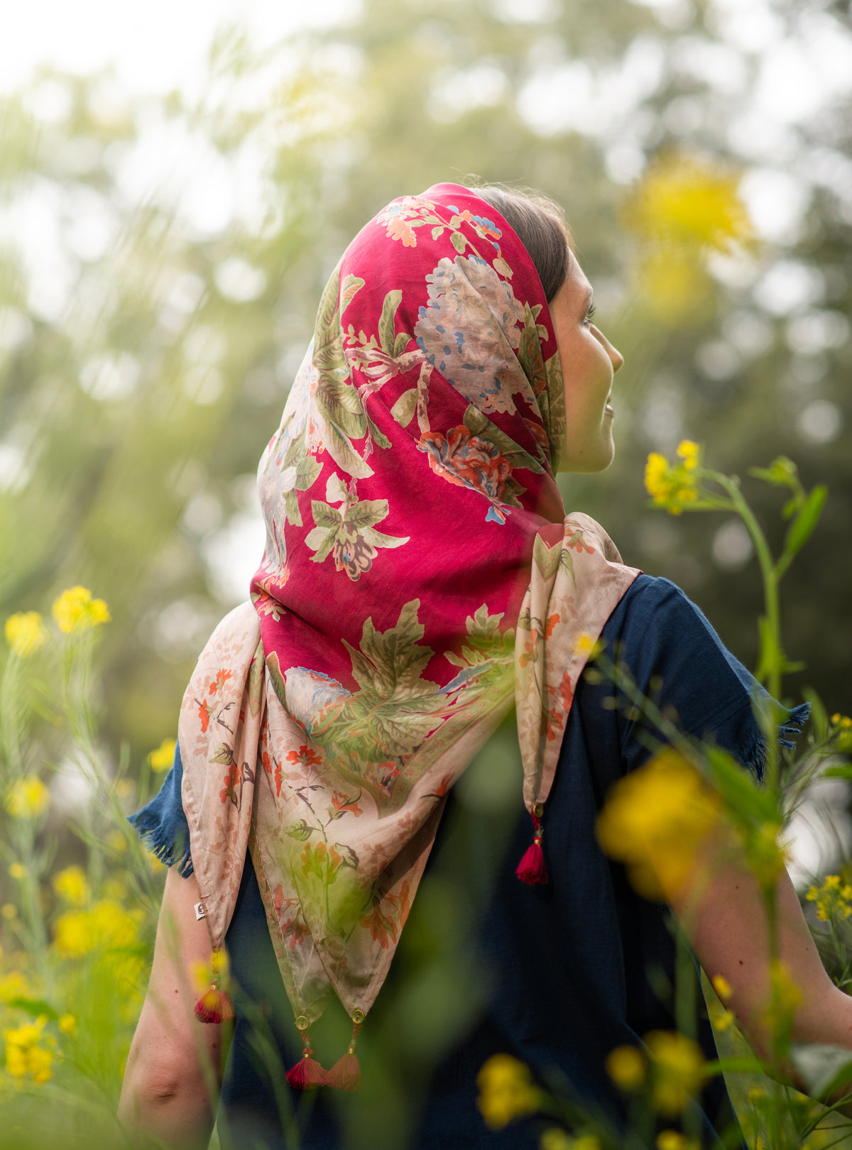 Border Scarf : Chelsea Rani Tabby Silk