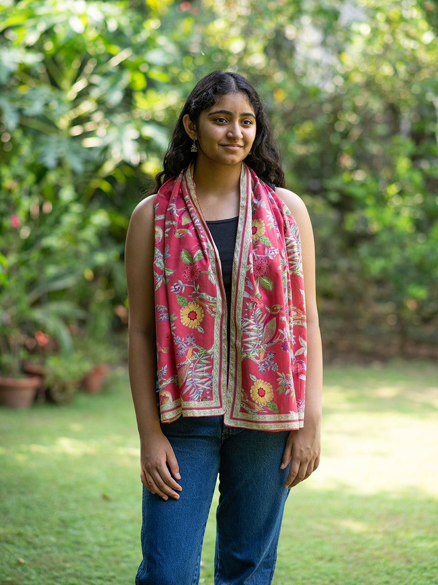 Border Stole : Bird Coral St Voile