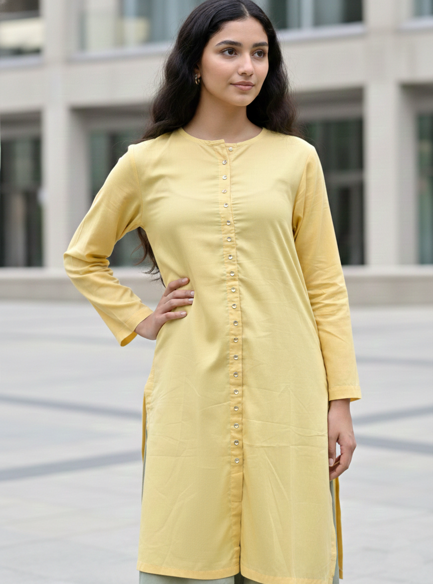 Button Kurta Gold Sage