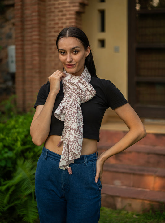 Button Stole :  Camryn  Mocha Voile