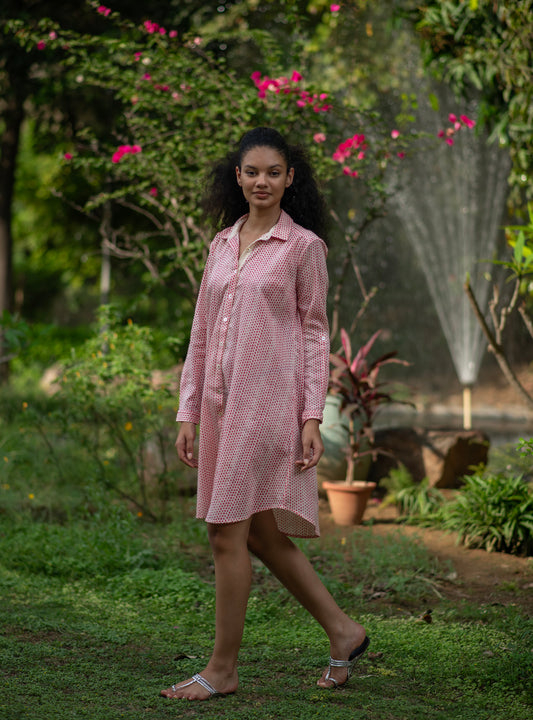 Cairo Dress : Laurel Dotty Pink Voile