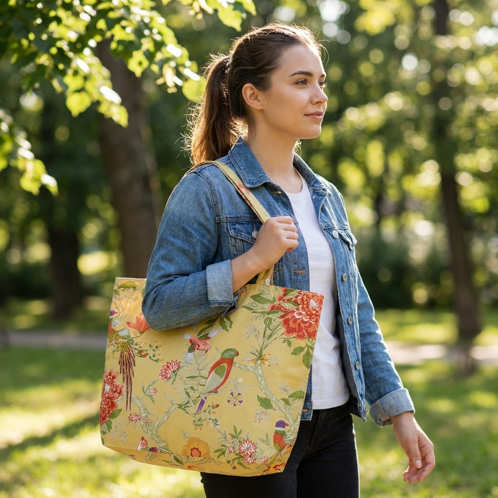 Canvas Tote  : Bird Yellow