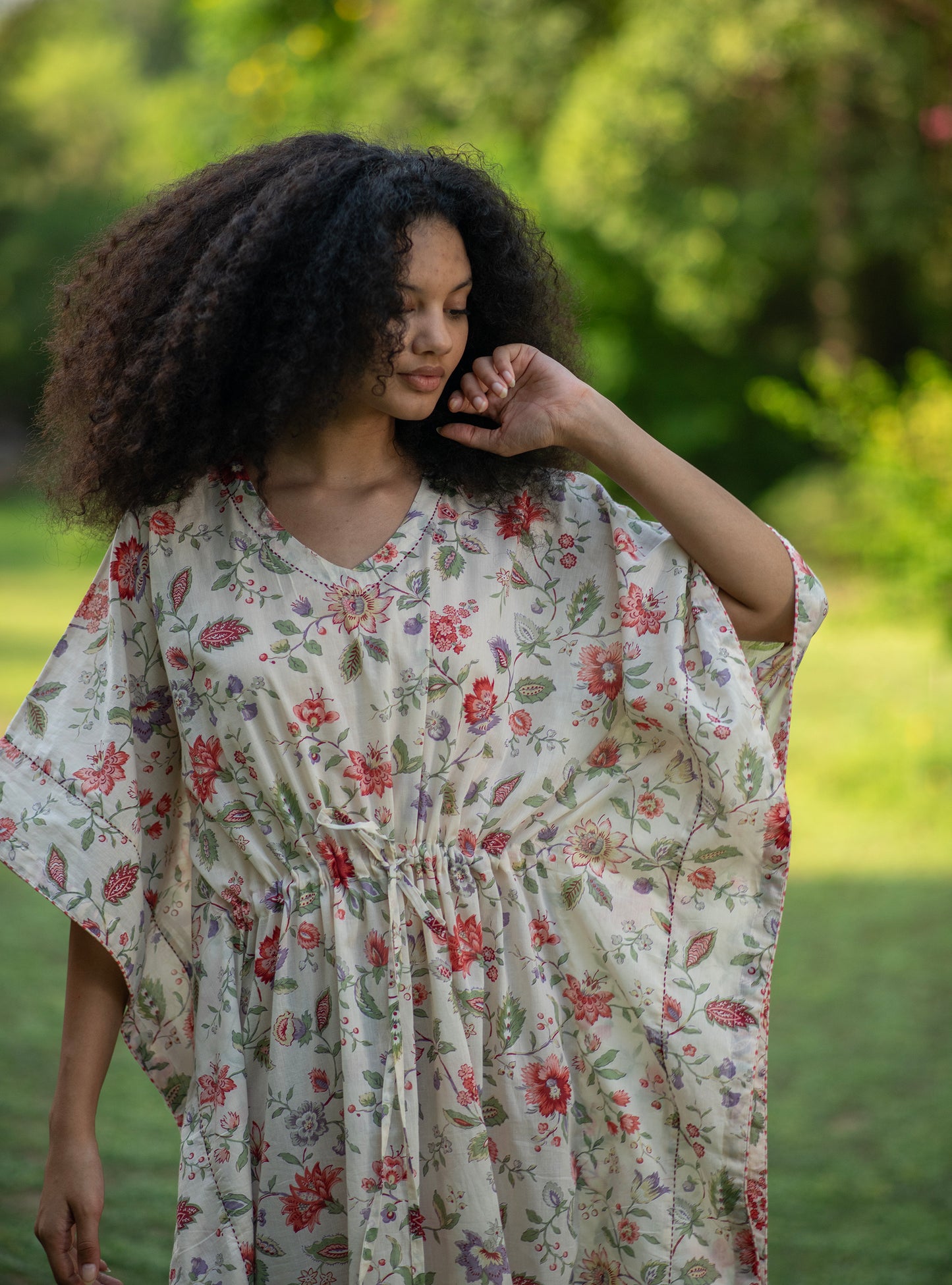 Classic Kaftan :  Floral  Primrose Voile