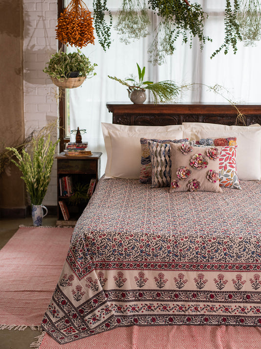 Printed Bed Throw : Anmol Ivory