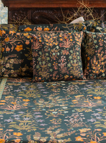 Printed Cushion Cover Reversible  : Garden  Emerald