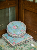 Printed Floor Cushion :  Corsica  Chambray Sheeting