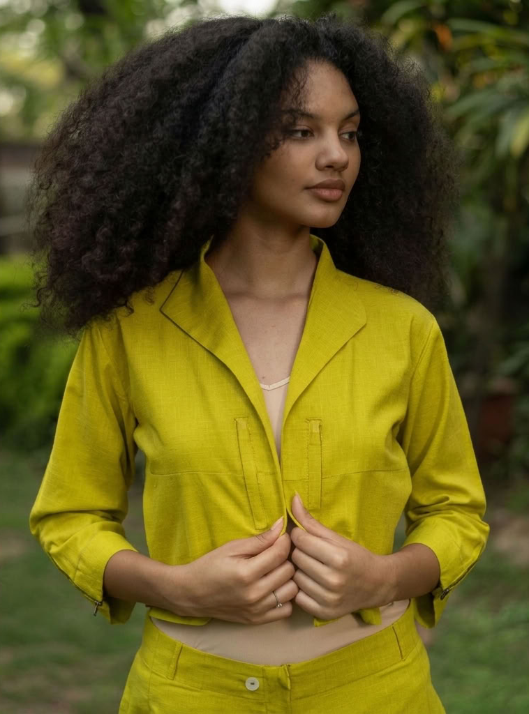 Crop Shrug :  Solid  Mango Mint Slub