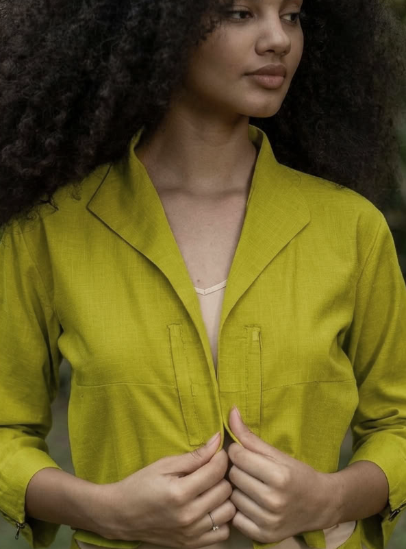 Crop Shrug :  Solid  Mango Mint Slub