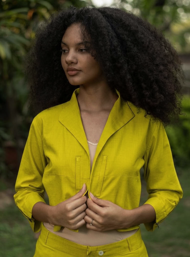 Crop Shrug :  Solid  Mango Mint Slub
