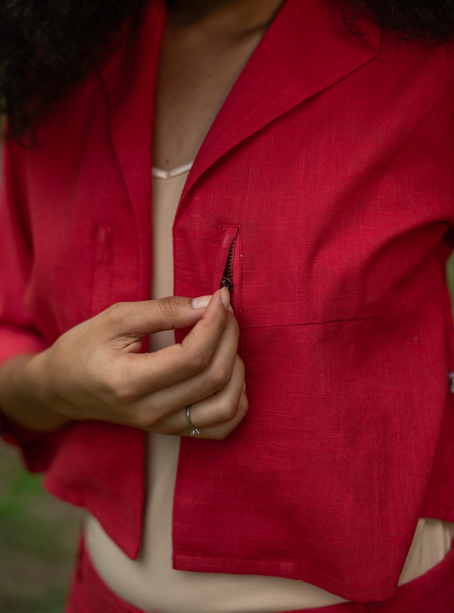 Crop Shrug :  Solid  Coral Slub