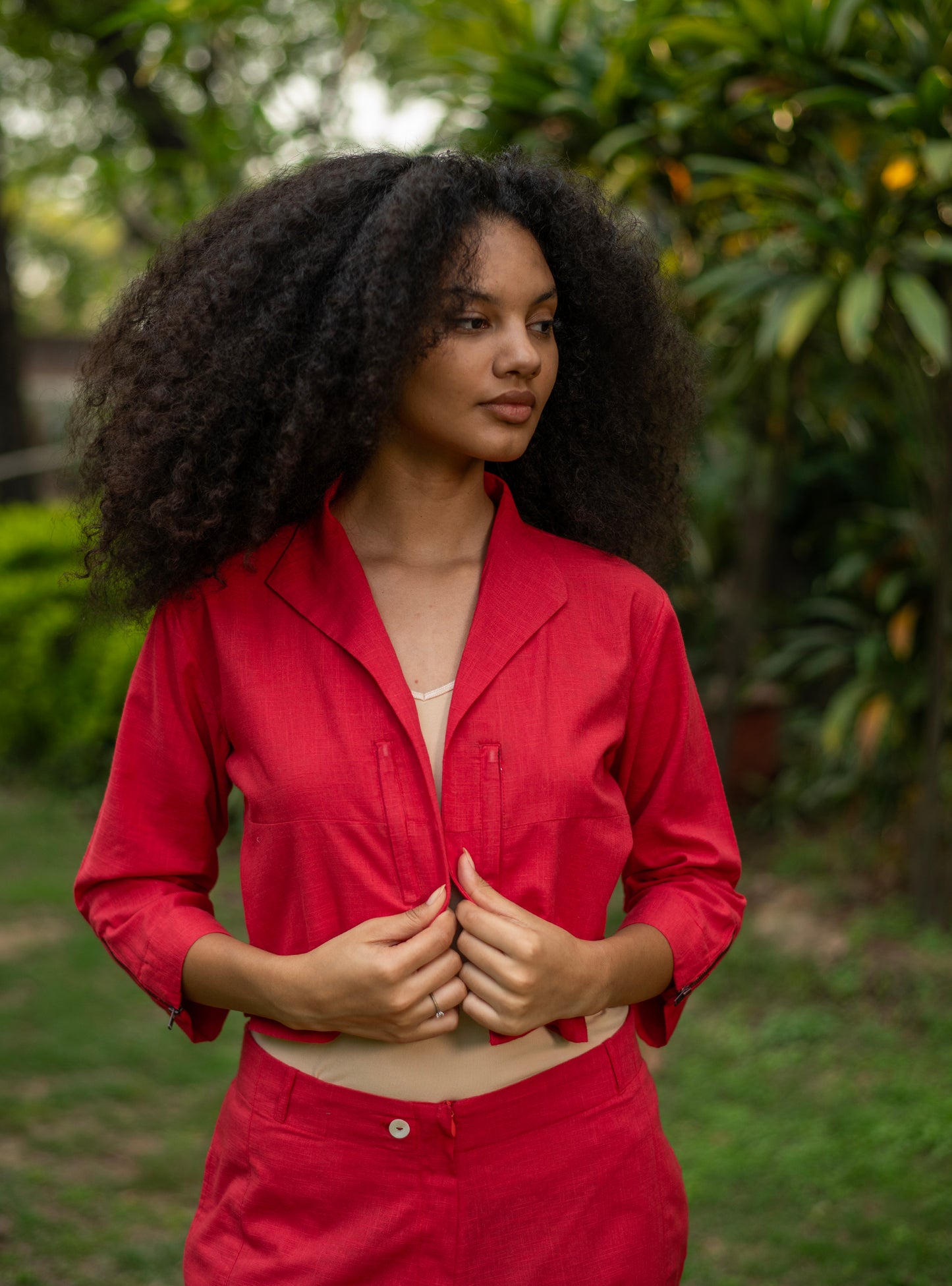 Crop Shrug :  Solid  Coral Slub