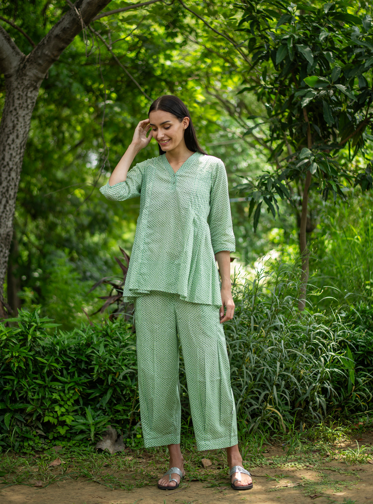 Lydia Top : Scales Green Voile
