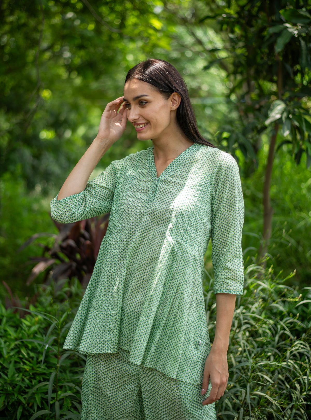 Lydia Top : Scales Green Voile