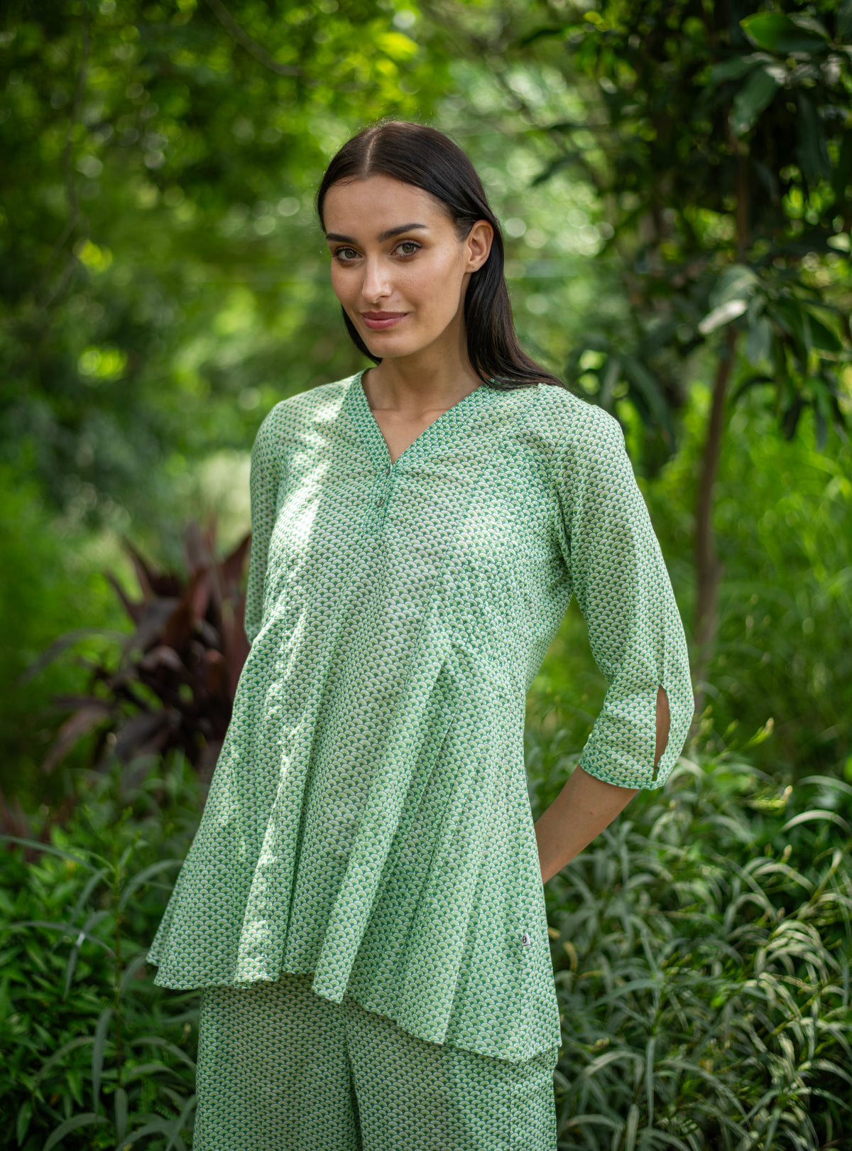 Lydia Top : Scales Green Voile