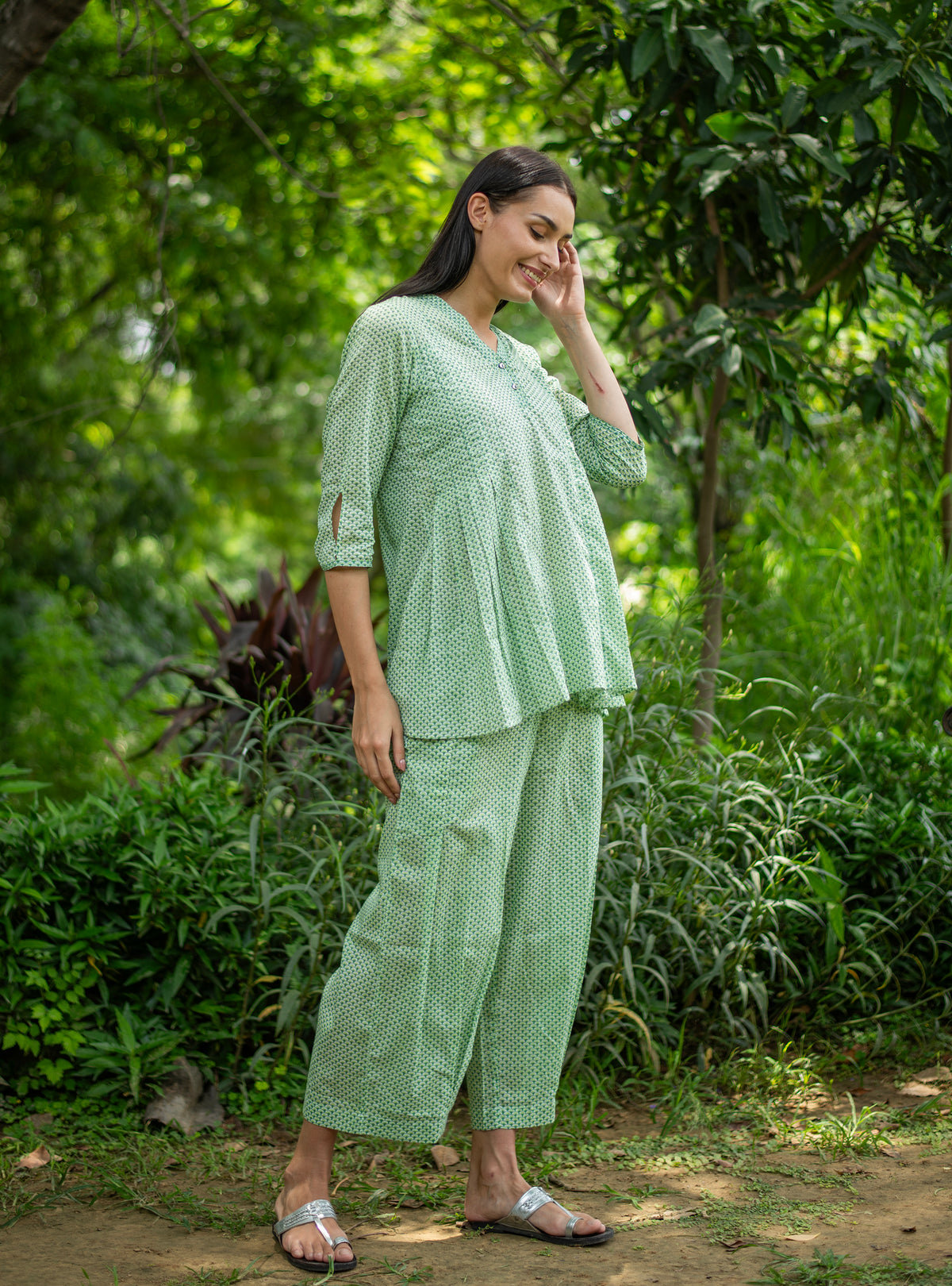 Cycle Pant : Scales Green Voile