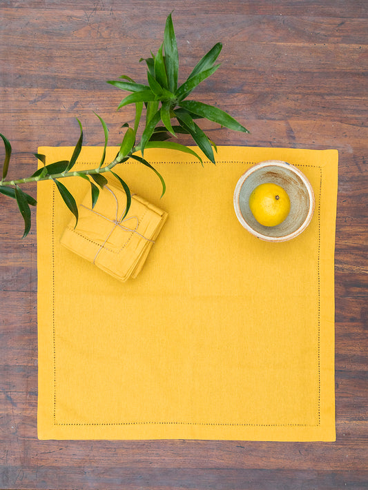 Solid Napkin Set of 2 with Beading : Solid Yellow