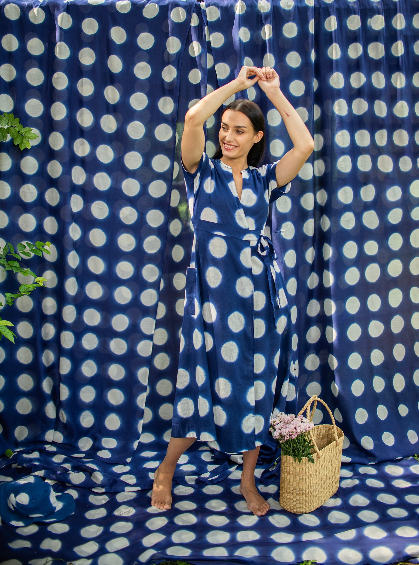 Pocket Wrap : Tie Dye Circle Navy Slub