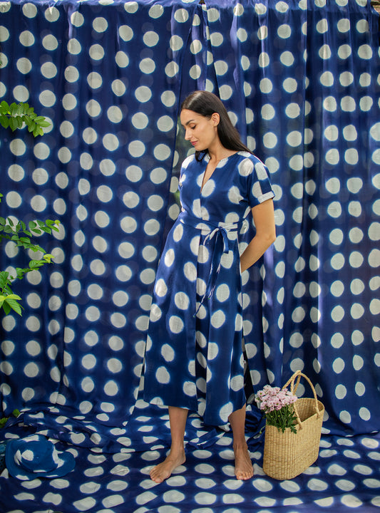 Pocket Wrap : Tie Dye Circle Navy Slub