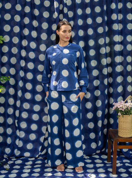 Ellie Pant Tie Dye : Circle Navy Textured