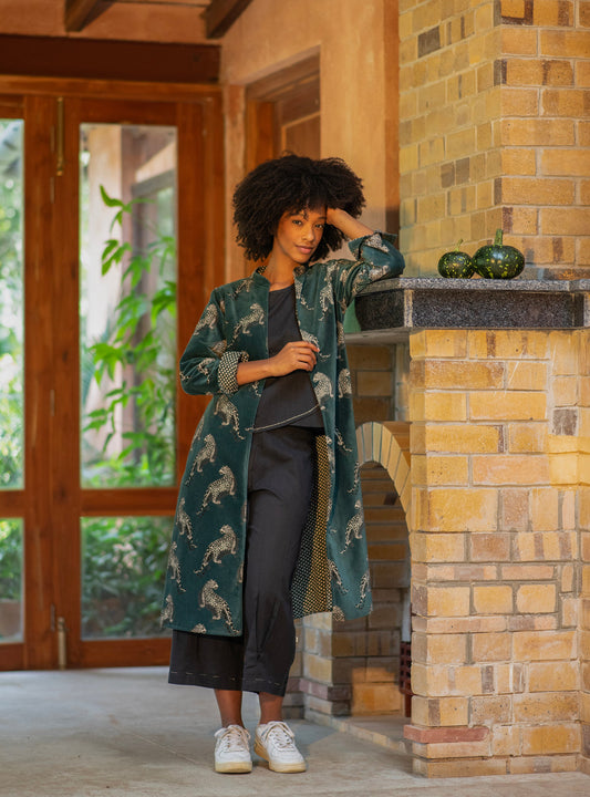 Long Jacket Leopard : Emerald | Velvet