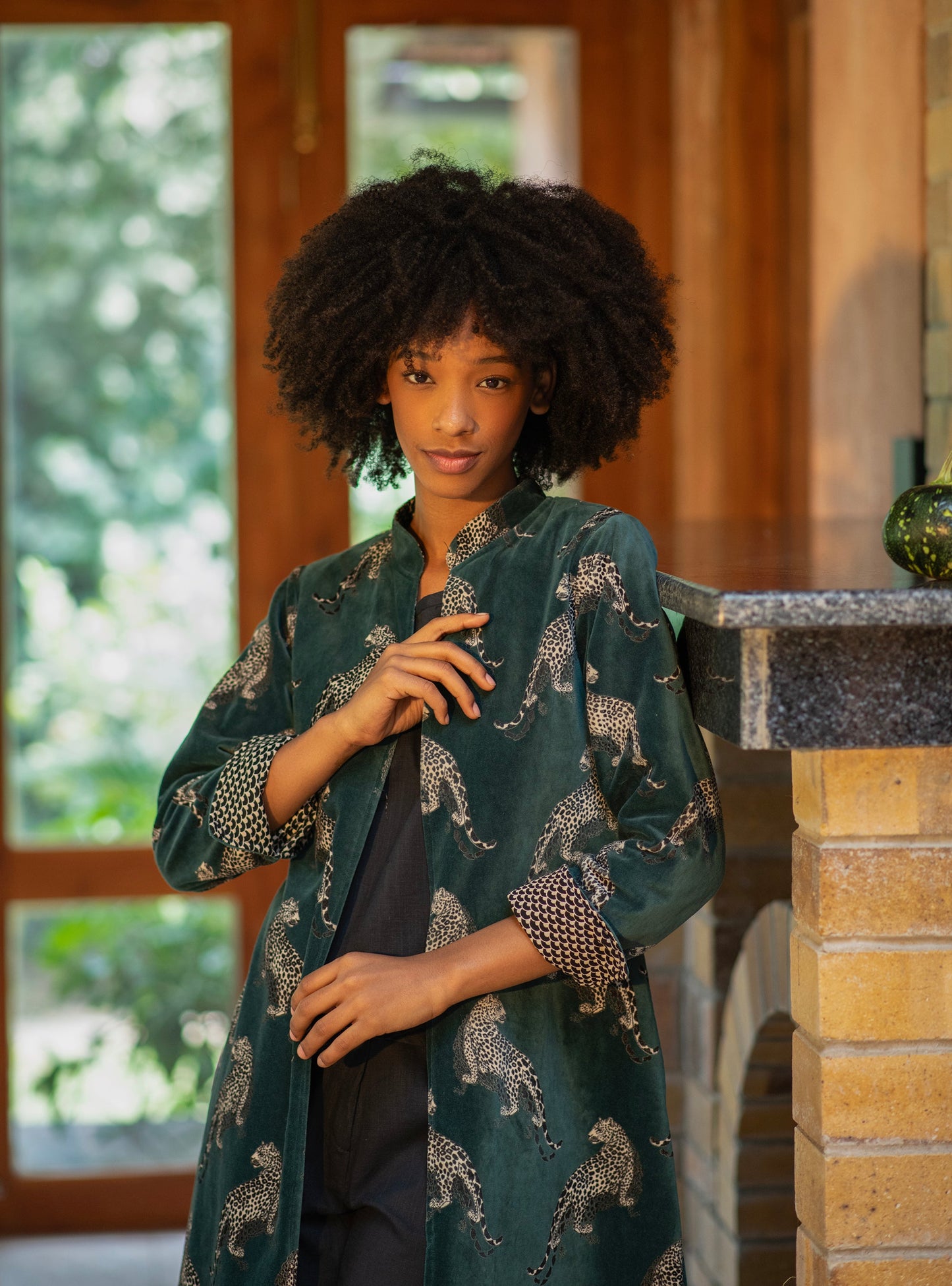 Long Jacket Leopard : Emerald | Velvet