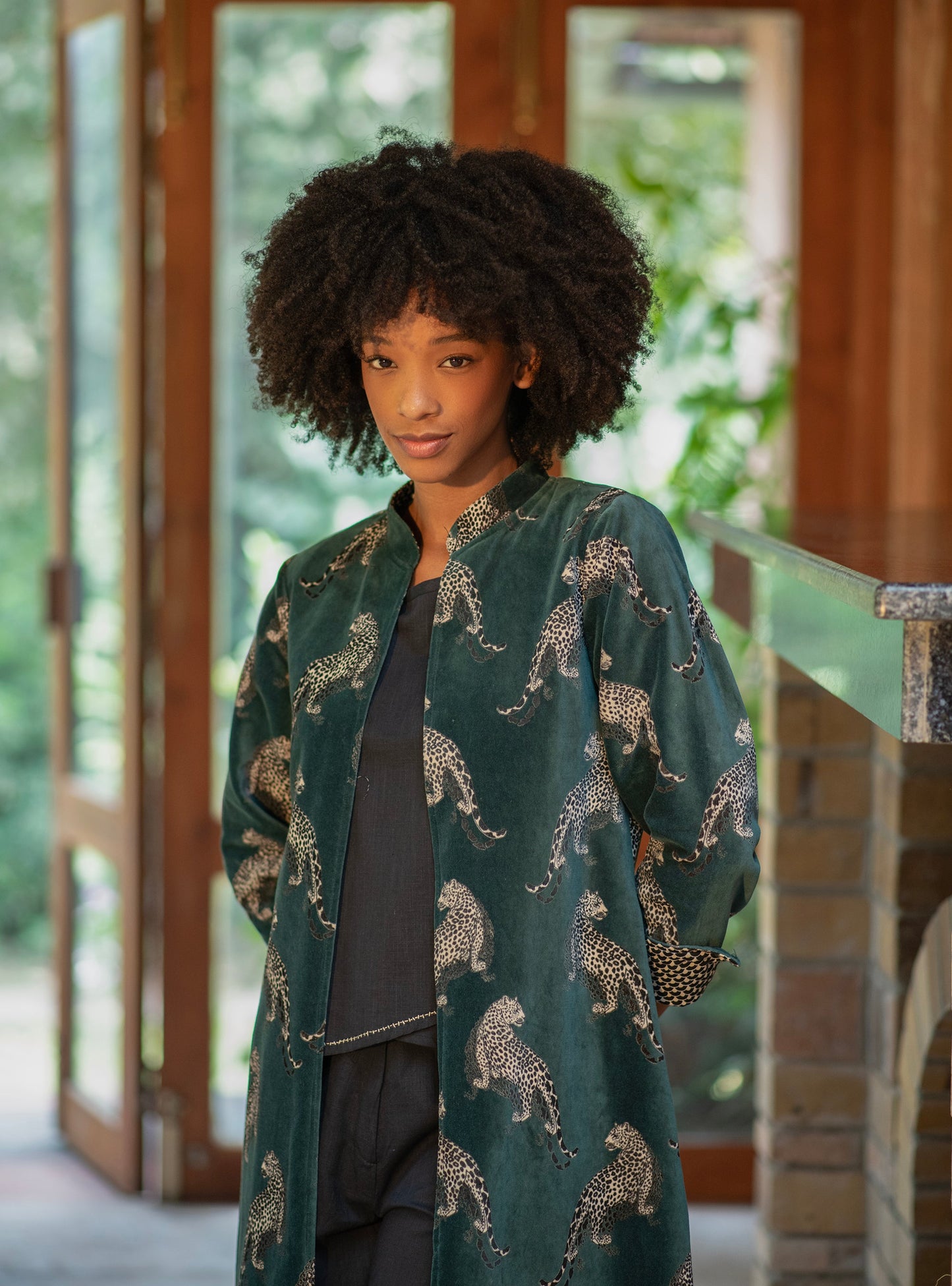 Long Jacket Leopard : Emerald | Velvet
