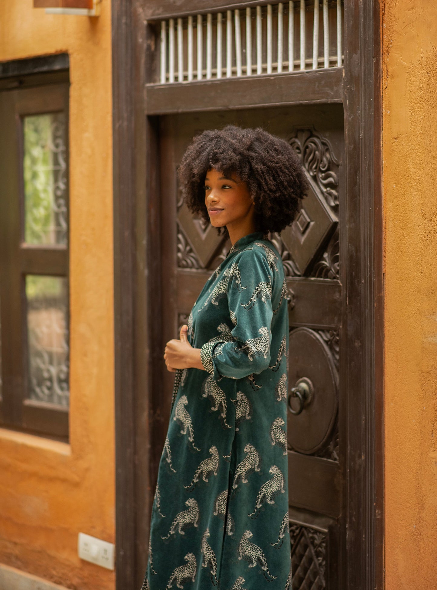Long Jacket Leopard : Emerald | Velvet
