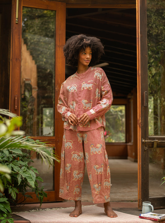 Cycle  Pant : Tiger Red Cambric