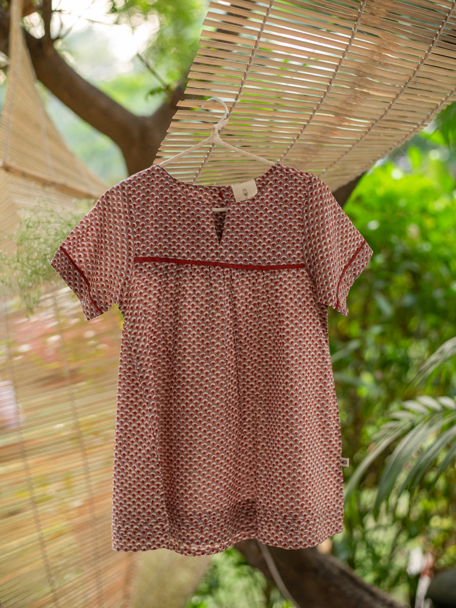 Kids Claire Dress  : Scales Maroon