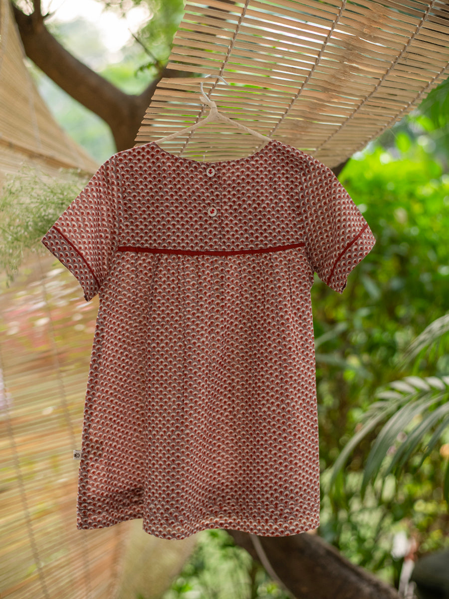 Kids Claire Dress  : Scales Maroon