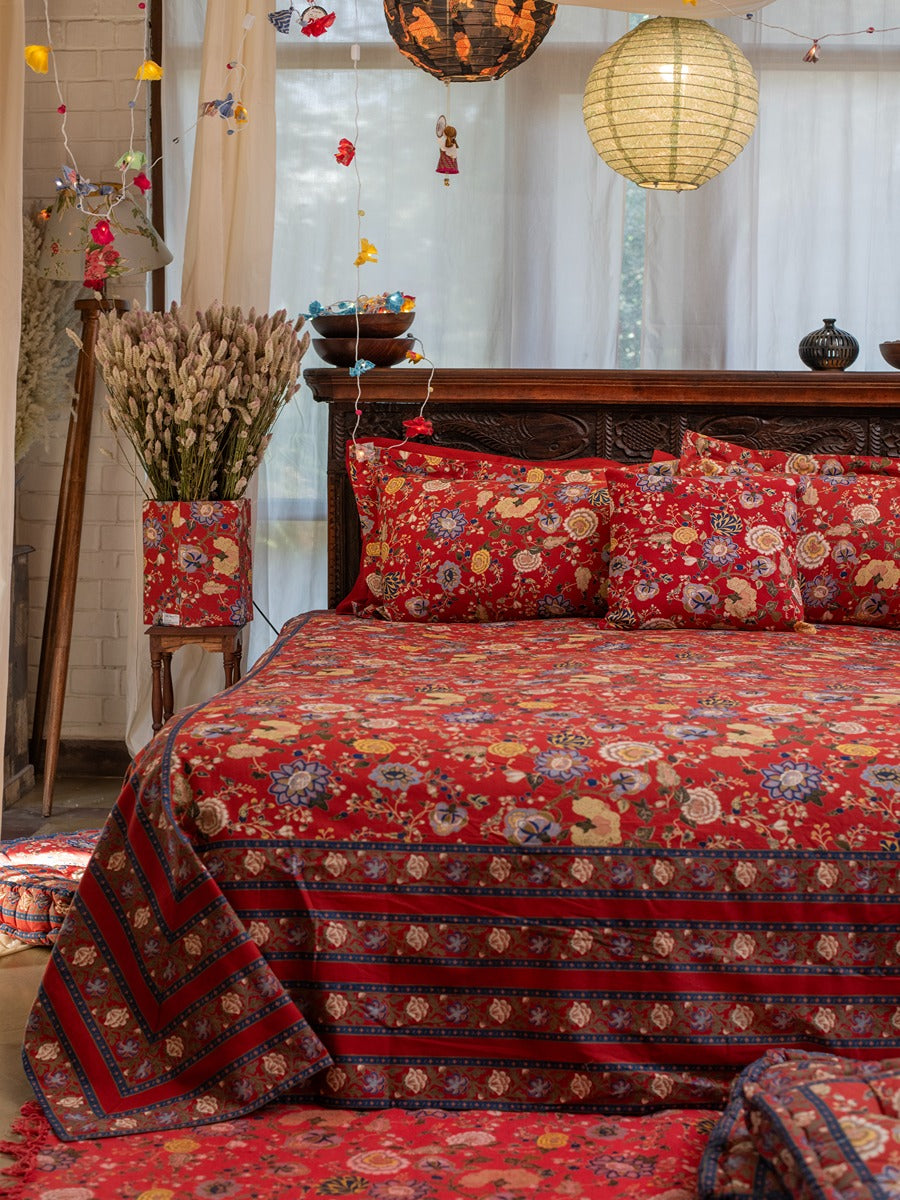 Printed Bed Cover  : Malabar Rust