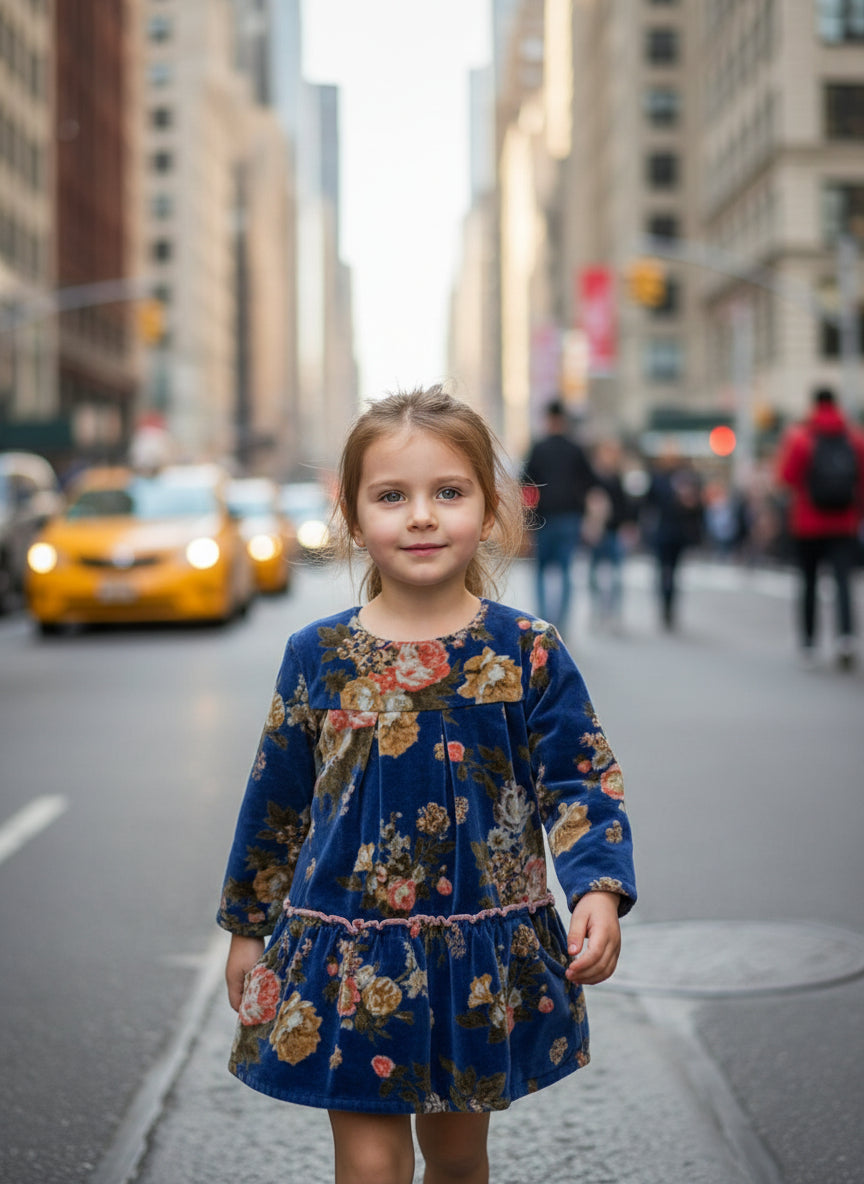 Potpourri Kids Frosted Smock Dress : Navy