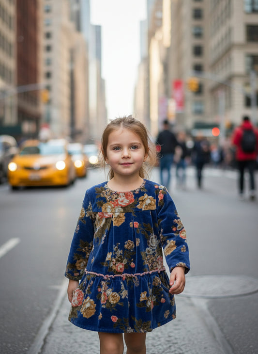 Potpourri Kids Frosted Smock Dress : Navy