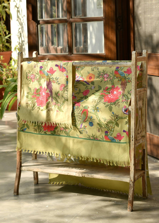 Kerala Bath Towel : Bird  Lime
