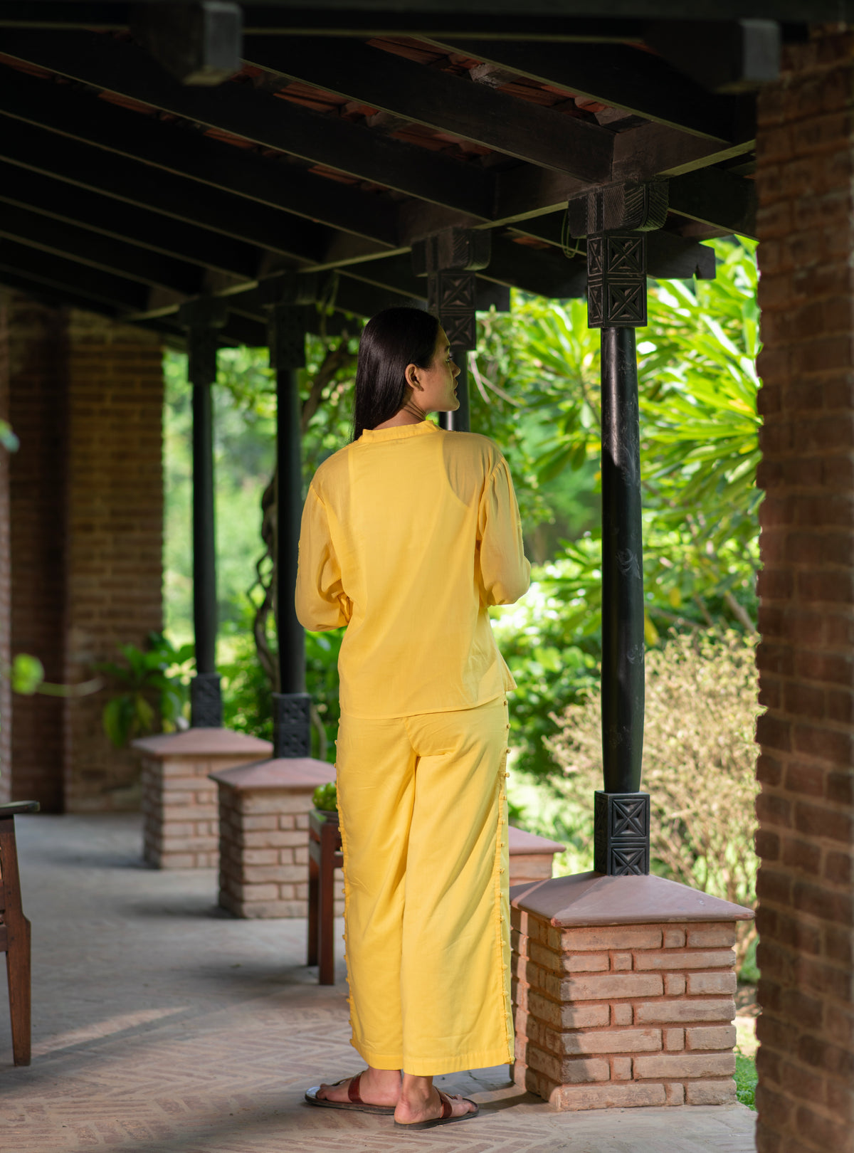 Shabnam Top Embroidered : Solid Yellow Voile